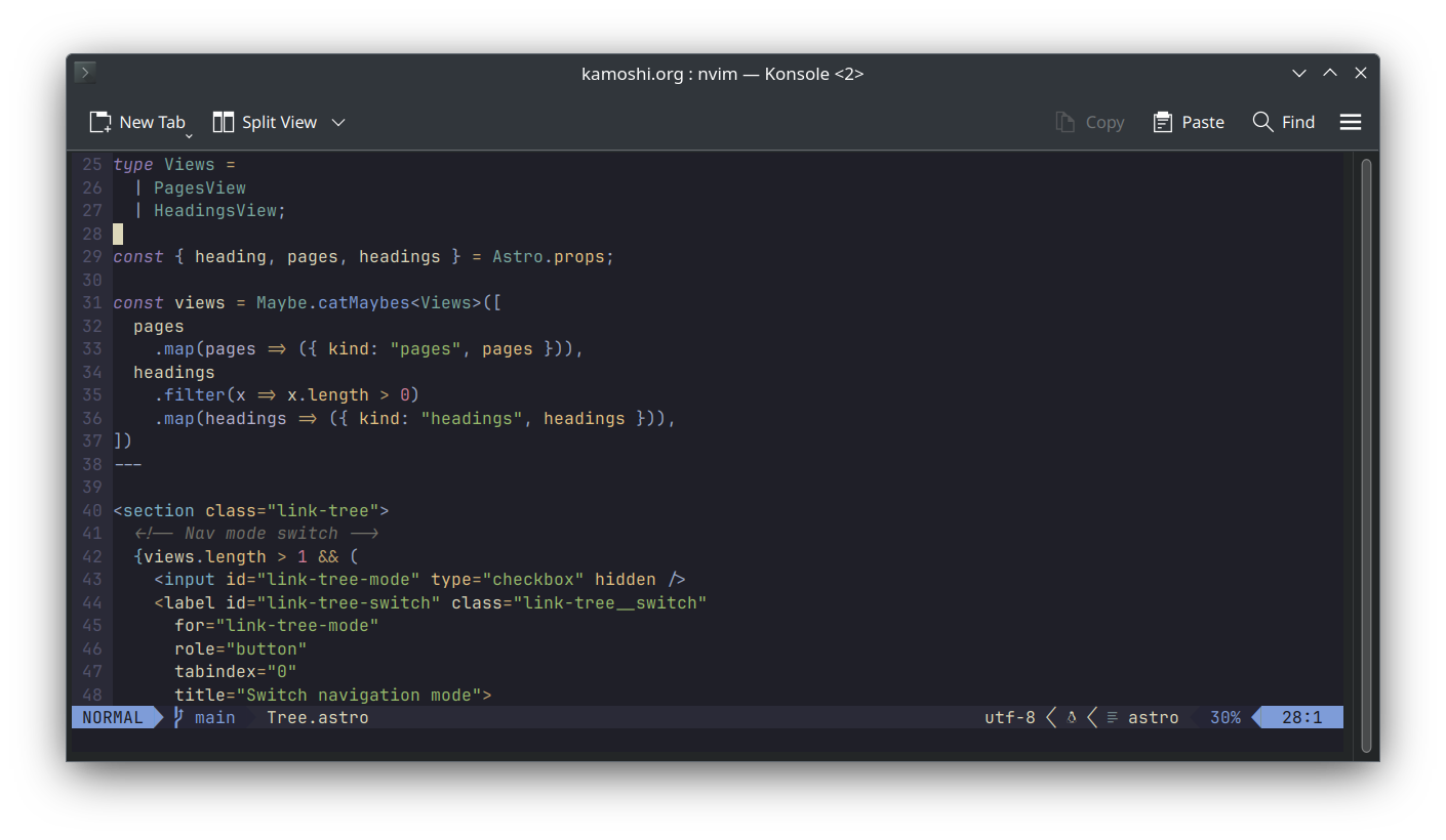 Neovim screengrab